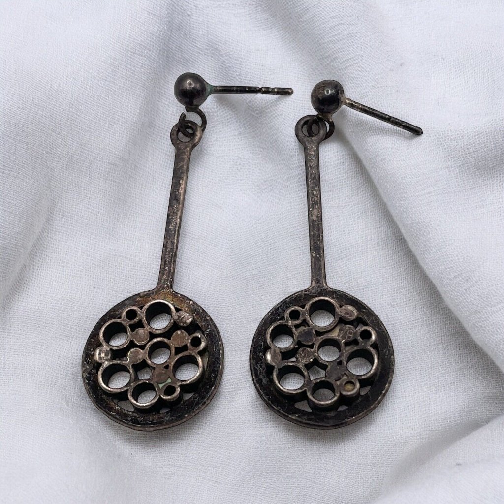 Ini For David Andersen Sterling Silver 925 Pierced Dangle Earrings Norway Vtg